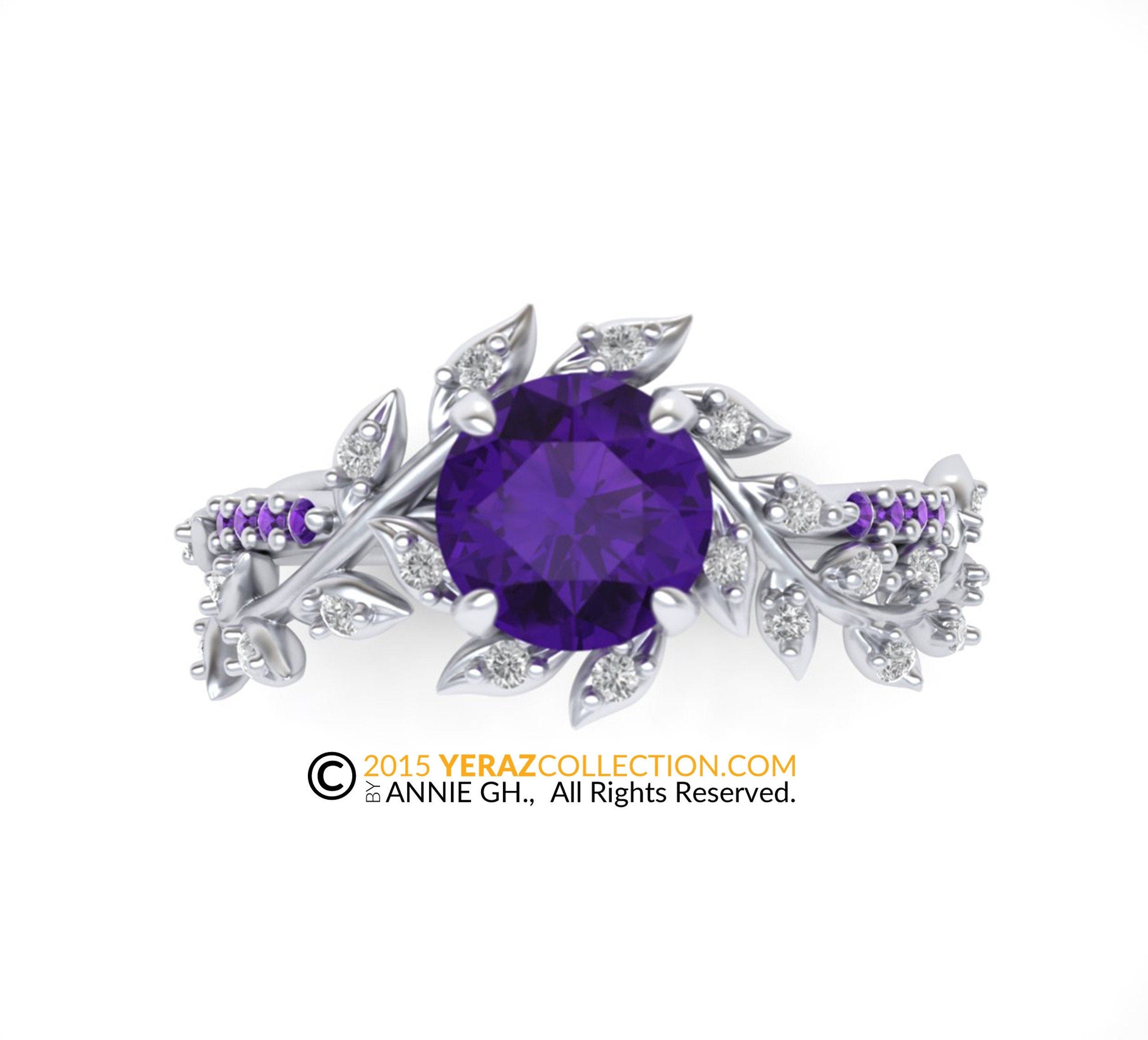 Yerraz Amethyst Leaf Engagement ring.