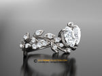 Toi Et Moi Ring, Leaf Engagement ring, White Gold 14k, Nature inspired Leaf ring, Moissanite Engagement Ring, Diamond Ring.