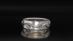 Elegant Men Wedding Band for Mother Nature lovers, Platinum Men Wedding Ring, Men band.