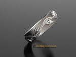Elegant Men Wedding Band for Mother Nature lovers, Platinum Men Wedding Ring, Men band.
