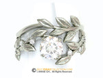 Verdant embrace, Leaf engagement ring set, white gold 14k, diamond engagement ring set, nature-inspired leaf ring, leaf gold ring.