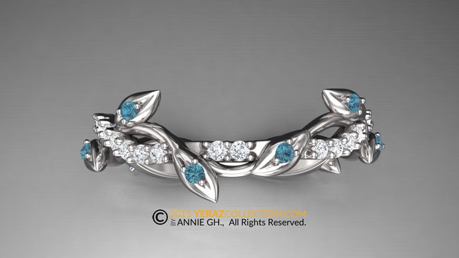 Matching Band For Leaf Engagement ring, Matching Band, 14K Gold, Nature inspired Leaf Ring, Leaf Gold ring, Bridal ring, Gold Band.