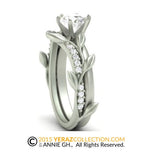 Leaf matching band, diamond ring, 14k Gold ring, Nature inspired Wedding Band.RI-1258