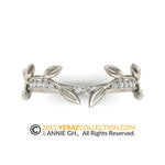 Leaf matching band, diamond ring, 14k Gold ring, Nature inspired Wedding Band.RI-1258