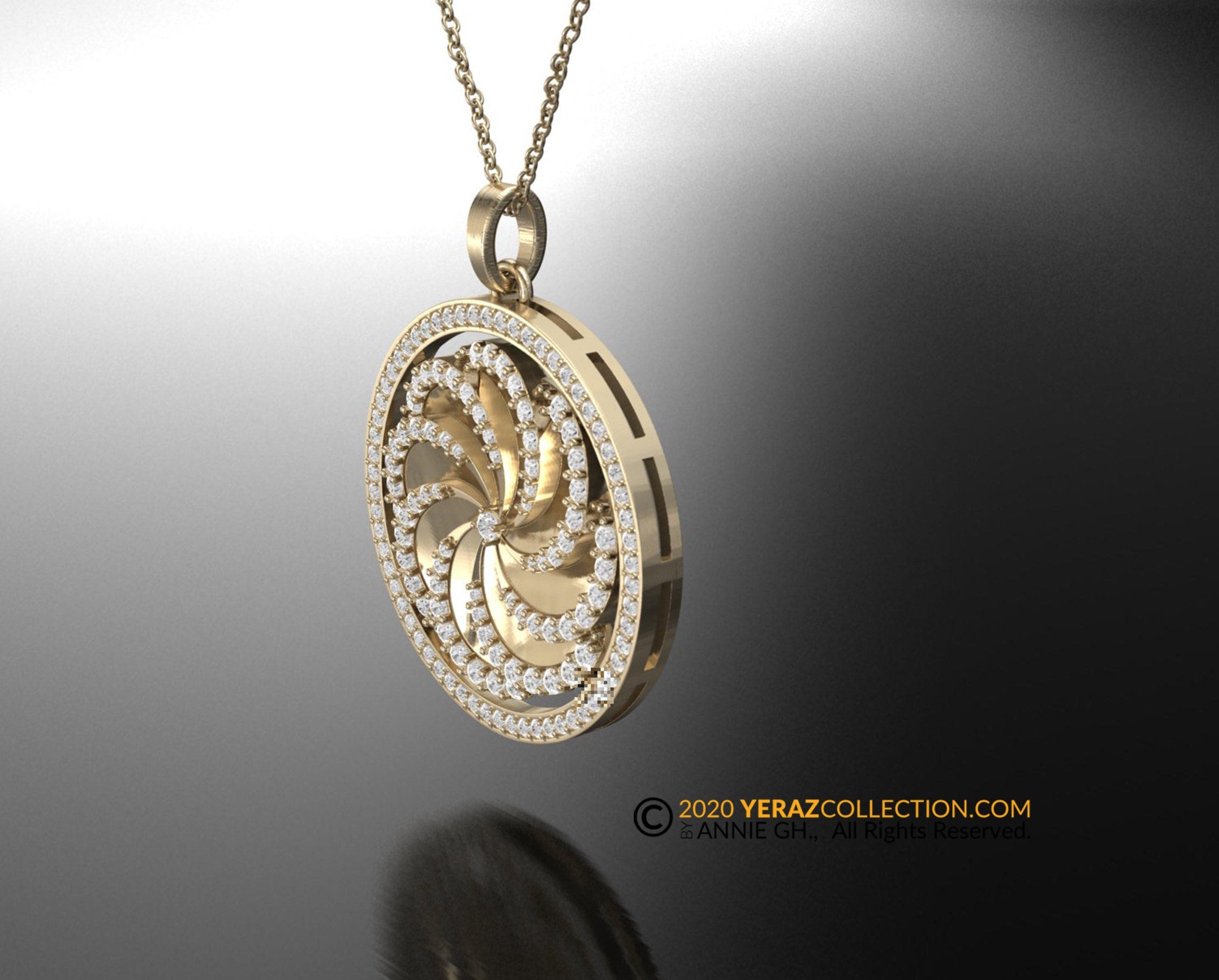 The Eternity pendant, Suncross Pendant, 14K Gold Pendant, Diamond Pendant.