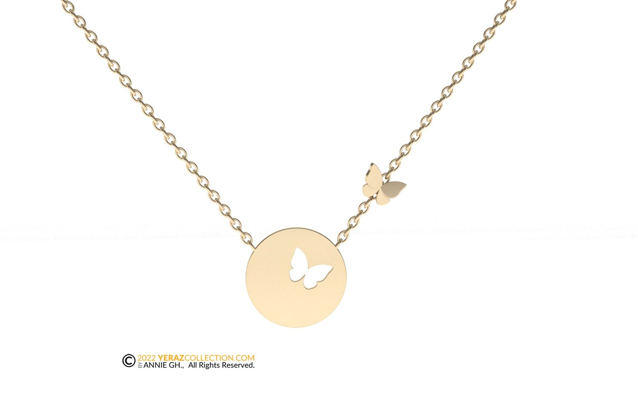 Butterfly Pendant, Nature Inspired Pendant, 14K Gold, Necklace.