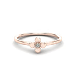 Very Delicate Flower Gold Ring With Diamond, 14K Gold Ring, Diamond Ring, Nature Inspired handmade Ring, Stackable Gold Ring, Unique Gift