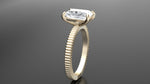 Textured Shank Radiant Cut Moissanite Engagement Ring, 18k Solid Gold.