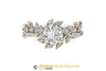 Leaf Engagement ring, White Gold 18k, Lab created Diamond ring, Nature inspired Diamond Leaf ring, Bridal ring, 1225.