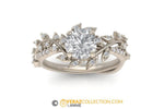 Leaf Engagement ring, White Gold 18k, Lab created Diamond ring, Nature inspired Diamond Leaf ring, Bridal ring, 1225.