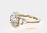 Engagement ring, Diamond Ring, Yellow Gold 14k, Oval lab Diamond, Half Halo Ring.