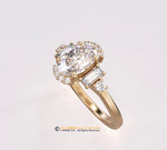 Engagement ring, Diamond Ring, Yellow Gold 14k, Oval lab Diamond, Half Halo Ring.