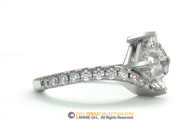 Engagement ring, White Gold 14k, Moissanite Center stone, Princess Cut Ring.