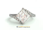 Engagement ring, White Gold 14k, Moissanite Center stone, Princess Cut Ring.