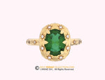 Celestial 14k Gold Ring with Emerald Center Stone and Northern Stars Engraving, Engagement ring, 14K Yellow Gold, Chatham Emerald, Galaxy.