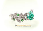 Leaf Engagement ring, white Gold 10k, Green Moissanite Ring, Nature inspired Leaf ring.