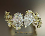 Toi Et Moi Ring, Leaf Engagement ring, Yellow Gold 14k, Nature inspired  Leaf ring, Lab Created Diamond Engagement Ring, Diamond Ring.