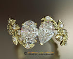 Toi Et Moi Ring, Leaf Engagement ring, Yellow Gold 14k, Nature inspired  Leaf ring, Lab Created Diamond Engagement Ring, Diamond Ring.