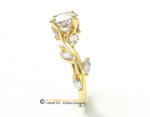 Leaf Engagement ring, Everleaf ring, Yellow Gold 14k, Lab Created Diamond ring, Vine Ring, Nature inspired Diamond Leaf ring, 188.