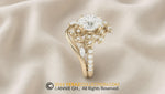 Lab Diamond Leaf Engagement Ring Set, 14k Gold, Earth-Mined Diamonds, Willow Halo(Yeraz Collection)