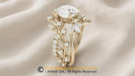 Lab Diamond Leaf Engagement Ring Set, 14k Gold, Earth-Mined Diamonds, Willow Halo(Yeraz Collection)