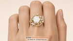 Lab Diamond Leaf Engagement Ring Set, 14k Gold, Earth-Mined Diamonds, Willow Halo(Yeraz Collection)