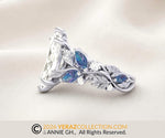 Nature Inspired Leaf Engagement Ring, Marquise Lab Diamond Ring, Engagement Ring. Alexandrite Bloom