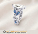 Nature Inspired Leaf Engagement Ring, Marquise Lab Diamond Ring, Engagement Ring. Alexandrite Bloom