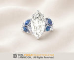 Nature Inspired Leaf Engagement Ring, Marquise Lab Diamond Ring, Engagement Ring. Alexandrite Bloom