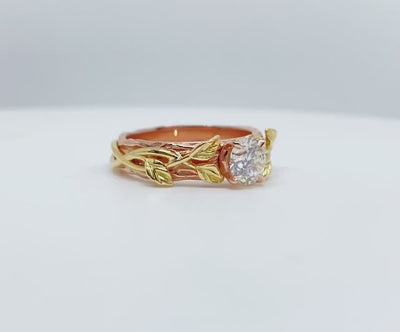 Two Tone Gorgeous & Unique Diamond Leaf Engagement Ring, Nature Inspired Leaf Ring, Diamond Ring, Diamond Engagement Ring, Flower Ring.