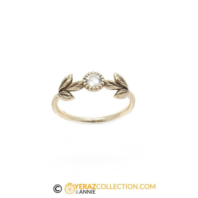 14K Vintage style Yellow Gold Flower leaf Ring, engagement ring, wedding ring, gold ring, gold Vintage-style ring, RI-1211.