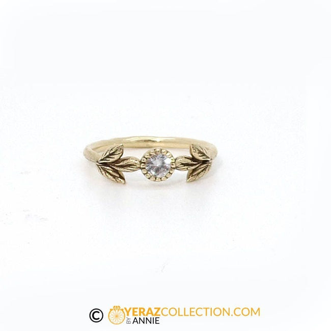 14K Vintage style Yellow Gold Flower leaf Ring, engagement ring, wedding ring, gold ring, gold Vintage-style ring, RI-1211.