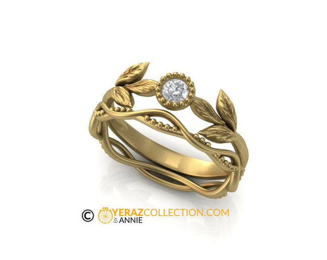 Matching Band For Leaf Engagement ring, 14K Gold,  Nature inspired Leaf ring, Leaf Gold ring, Bridal ring.