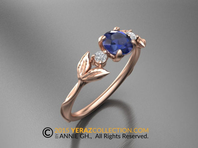 Unique & Affordable Engagement Ring, 14K Rose Gold, Blue Sapphire Engagement Ring, Sapphire Engagement Ring, Rose Gold Engagement Ring