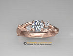 Exquisite Leaf Engagement ring, Rose Gold 14k, Diamond Engagement ring, Nature inspired Leaf ring, Leaf Gold ring, Bridal ring, RI-1294.