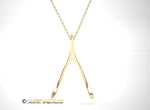 Wishbone pendant, 14K Gold, Necklace,Wishbone.