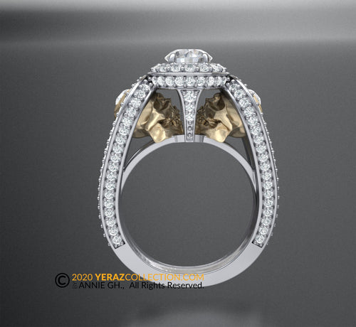 Skull Engagement Ring, Diamond Ring, Till Death Do Us Part Ring, Gothic Engagement Ring.