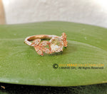 Leaf Engagement Ring, Rose Gold 14k, White Sapphire Engagement ring, Nature inspired Diamond Leaf Ring, Leaf Gold Ring, Bridal ring