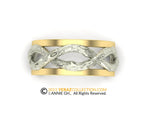 Men Wedding Band, 14K White Gold Men Wedding Ring, Two Tone Gold band.