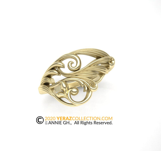 Butterfly wing Ring, 14k Yellow Gold, Nature Inspired Ring.