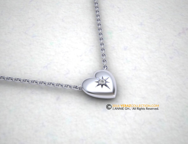 Heart Pendant, Heart Neckless, 14K Gold Pendant, Diamond Pendant.