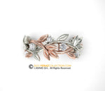 Unique & Classy Leaf Eternity Band, Two Tone Gold Wedding Band,14k White And Rose Gold Ring.