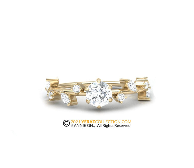 Engagement Ring, Diamond Engagement Ring, Dainty Ring, Solitaire Engagement Ring,14KGold.