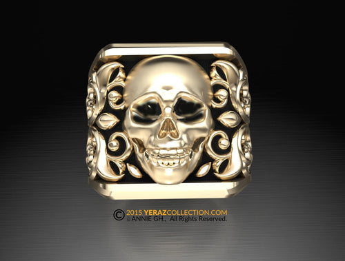 Skull Ring, Men Gold Ring, Filigree Skull Ring, Gothic Ring, Filigree Ring.