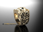 Skull Ring, Men Gold Ring, Filigree Skull Ring, Gothic Ring, Filigree Ring.