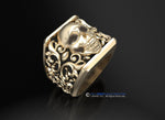 Skull Ring, Men Gold Ring, Filigree Skull Ring, Gothic Ring, Filigree Ring.