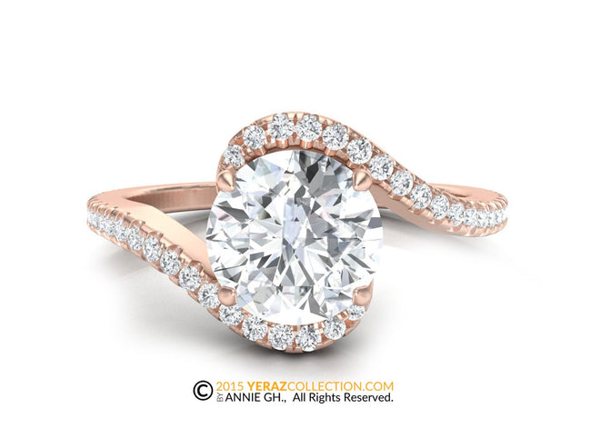 Diamond Engagement ring, Rose Gold 14k, Diamond Center stone, Bridal ring, Lab Created Diamond Engagement Ring.