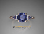 Engagement ring, Rose Gold 14k, Chatham Sapphire, Alexandrite, delicate ring.