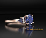 Engagement ring, Rose Gold 14k, Chatham Sapphire, Alexandrite, delicate ring.