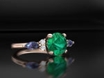 Engagement ring, Rose Gold 14k, Chatham Emerald, Chatham Alexandrite, delicate ring.